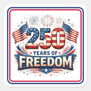 Sticker Carré Conception de drapeau américain USA 250 ans de lib