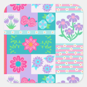 Sticker Carré Conception de fleurs vibrantes en fleurs