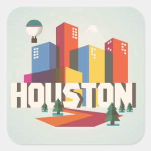 Sticker Carré Conception de Houston, paysage urbain du Texas  