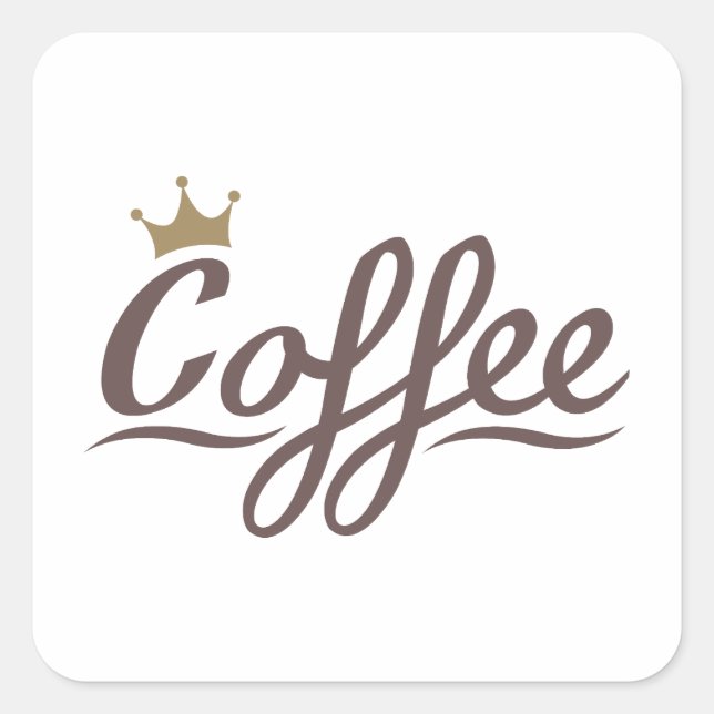 Sticker Carré Conception de la Reine du Café - Script Brown+Cour (Devant)