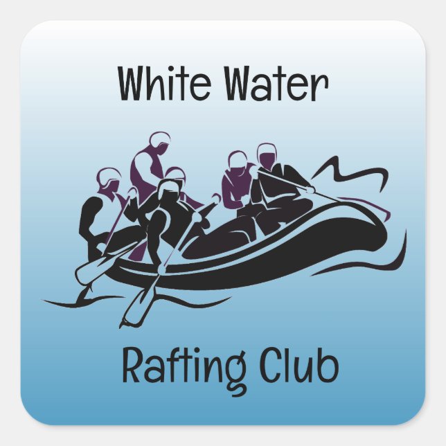 Sticker Carré Conception de Rafting de Rivière White Water (Devant)