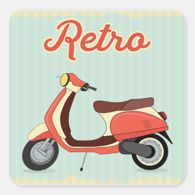 Sticker Carré Conception de Scooter Retro (Devant)