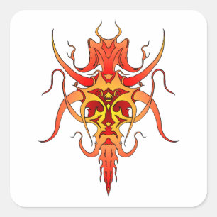 Sticker Carré Conception de tatouage tribal Demon