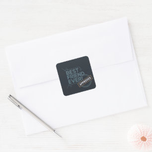 Sticker Carré Conception de texte approuvée par le meilleur ami