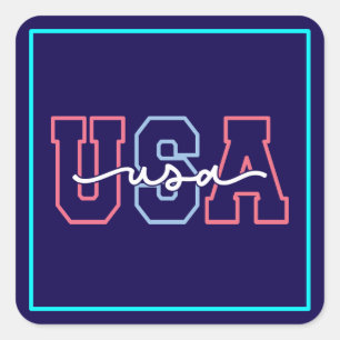 Sticker Carré Conception de texte États-Unis 4 juillet-62118