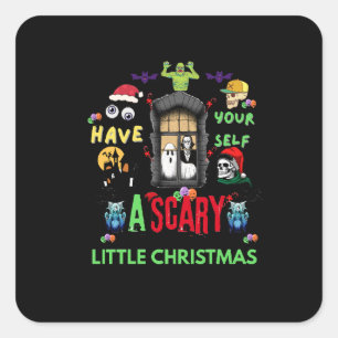 Sticker Carré Conception de vacances de Noël horrifique 