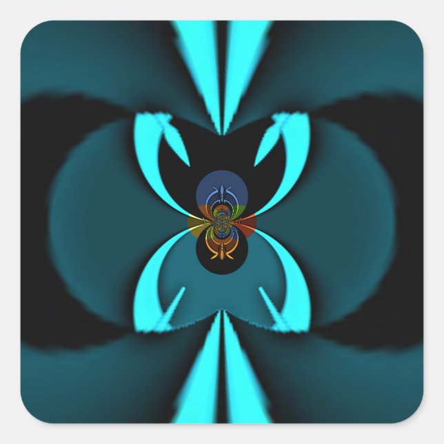 Sticker Carré Conception de voyants cyan et noir de bord coupant (Devant)