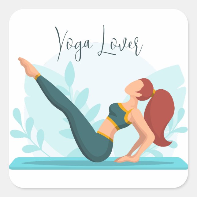 Sticker Carré Conception de Yoga Lover personnalisable avec Pose (Devant)