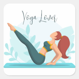 Sticker Carré Conception de Yoga Lover personnalisable avec Pose