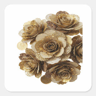 Sticker Carré Conception d'étiquette Dynamic Silver GOLDEN ROSES