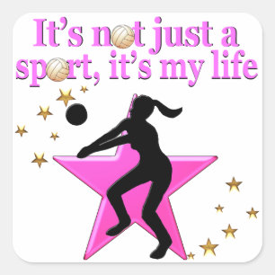 STICKER CARRÉ CONCEPTION D'ÉTOILES DE VOLLEYBALL ROSE