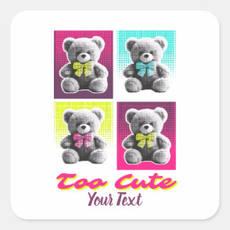 Sticker Carré Conception d'ours en peluche coloré de style ourso