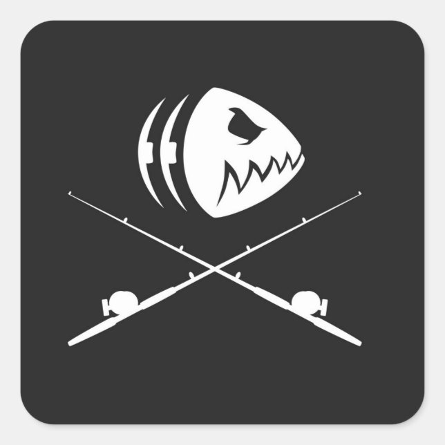 Sticker Carré Conception du crâne de poisson (Devant)