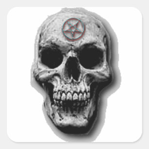 Sticker Carré Conception du crâne diabolique satanique