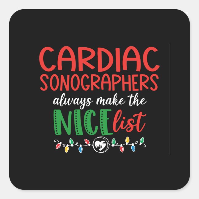 Sticker Carré Conception d'un sonographe cardiaque de Noël (Devant)