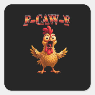 Sticker Carré Conception esthétique classique de poulet drôle F 