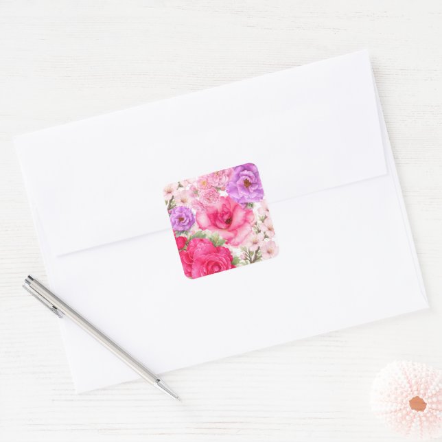 Sticker Carré Conception florale (Enveloppe)