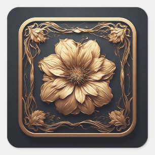 Sticker Carré Conception florale élégante mettant en valeur les 