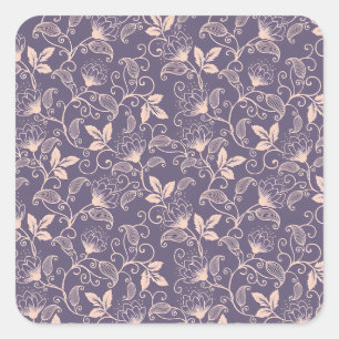 Sticker Carré Conception florale vintage avec des vignes tourbil