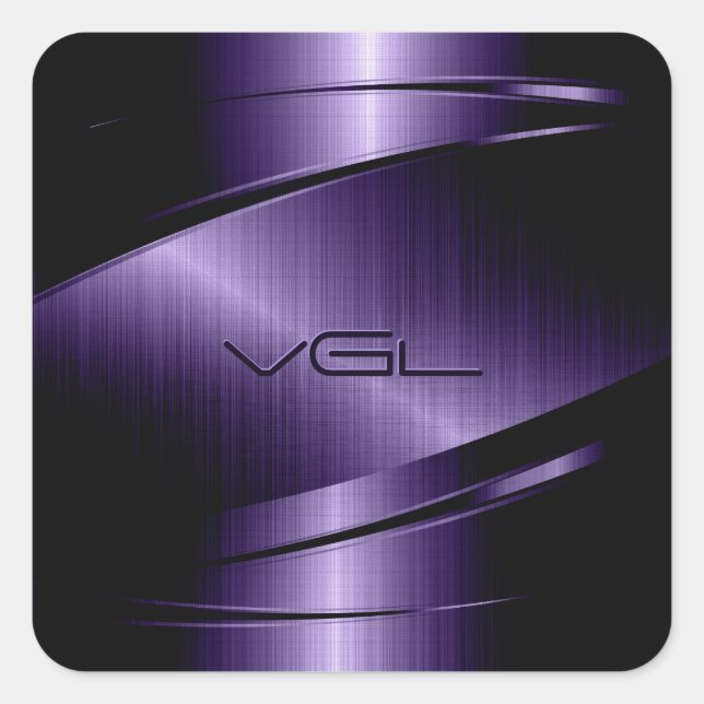 Sticker Carré Conception géométrique moderne en métal violet pro (Devant)