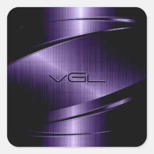Sticker Carré Conception géométrique moderne en métal violet pro