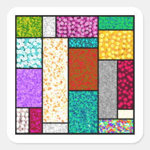Sticker Carré Conception graphique florale abstraite de Mondrian