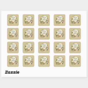 Sticker Carré Conception Inspirationnelle Cottagecore Florale Bo