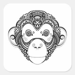 Sticker Carré Conception inspirée de singe