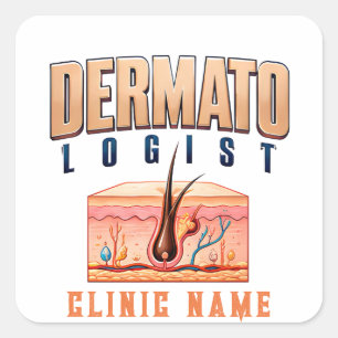 Sticker Carré Conception Médicale de Soins de Peau de Dermatolog