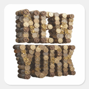 Sticker Carré Conception originale d'autocollant NEW YORK argent
