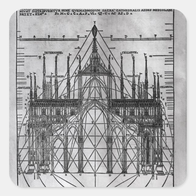 Sticker Carré Conception pour la cathédrale de Milan (Devant)