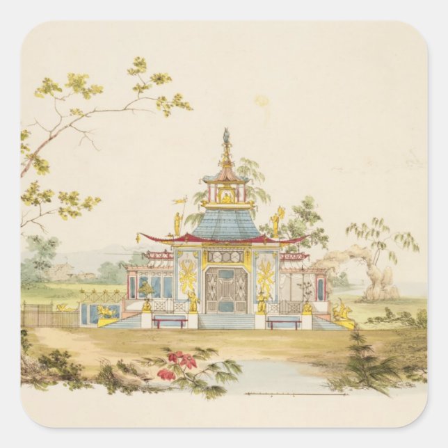 Sticker Carré Conception pour un temple chinois, vers 1810 (styl (Devant)