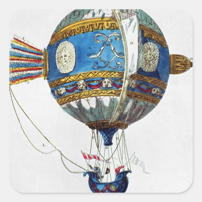 Sticker Carré Conception pour une montgolfière d'un diamètre de  (Devant)
