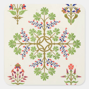 Sticker Carré Conception rose de papier peint de motif, imprimé