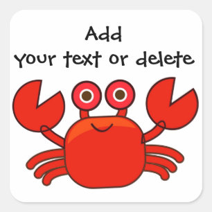 Sticker Carré Conception rouge mignonne de crabe de bande