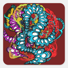 Sticker Carré Conception surréaliste et colorée de chenille Abst