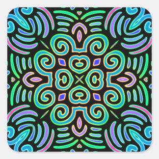 Sticker Carré conception symétrique en couleurs cool