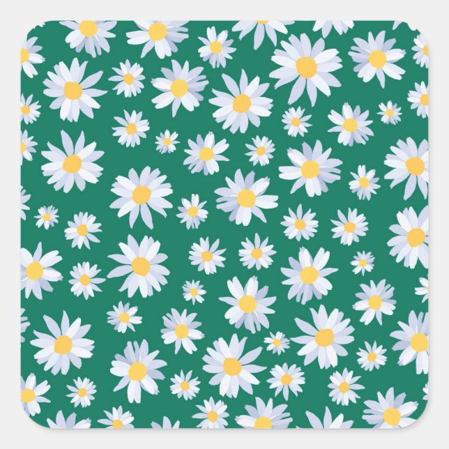 Sticker Carré Conception verte botanique de Classe White Daisy F (Devant)