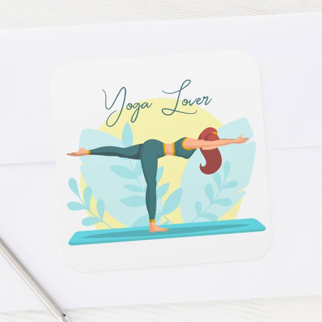 Sticker Carré Conception Yoga Lover personnalisable avec Pose Gu (Créateur téléchargé)