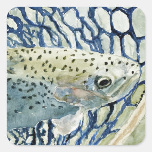 Sticker Carré Conceptions de pêche de crochet et de libération