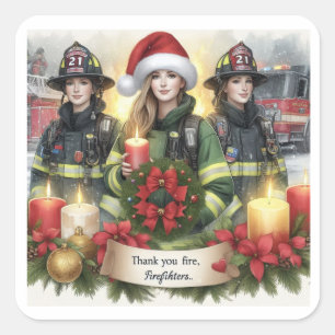 Sticker Carré Concert d'aide-incendie merci pour les pompiers