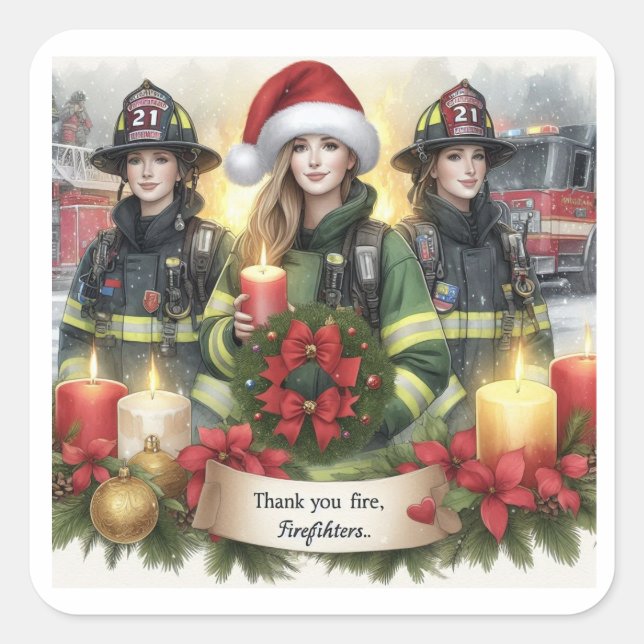 Sticker Carré Concert d'aide-incendie merci pour les pompiers (Devant)