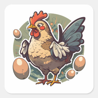 Sticker Carré Concessionnaires locaux d'oeufs Agriculteurs, Styl