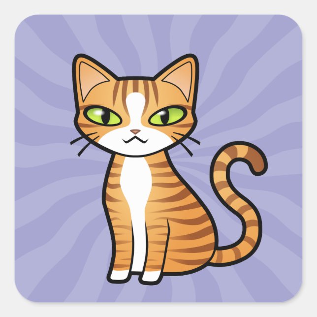 Sticker Carré Concevez votre propre chat de dessin (Devant)