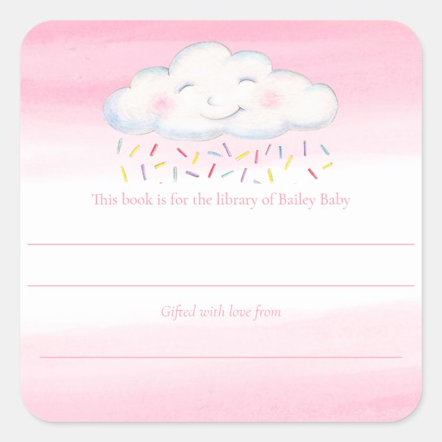 Sticker Carré Concours de livre d'aquarelle pour bébé nuage (Devant)