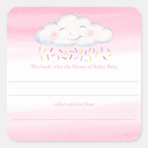 Sticker Carré Concours de livre d'aquarelle pour bébé nuage