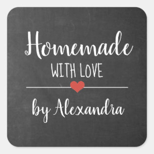 Sticker Carré Conçu maison avec amour chalkboard script classiqu