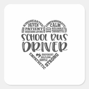 Sticker Carré Conducteur de bus scolaire, conducteur de bus scol