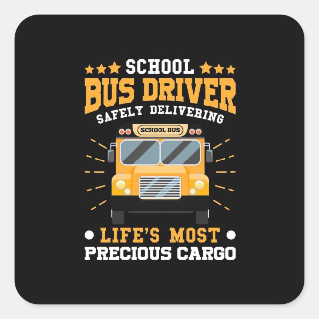 Sticker Carré Conducteur de bus scolaire en toute sécurité (Devant)
