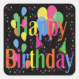 Sticker Carré Confetti, Casquettes de fête et Balloons Arrière -